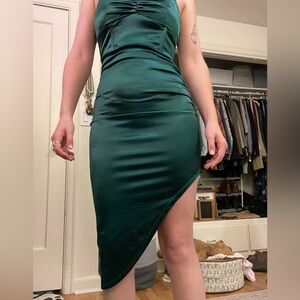 Elegant Green Asymmetrical Dress